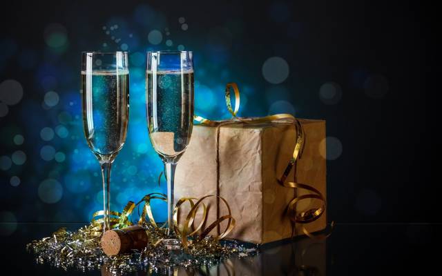 庆祝,香槟,礼物,圣诞节