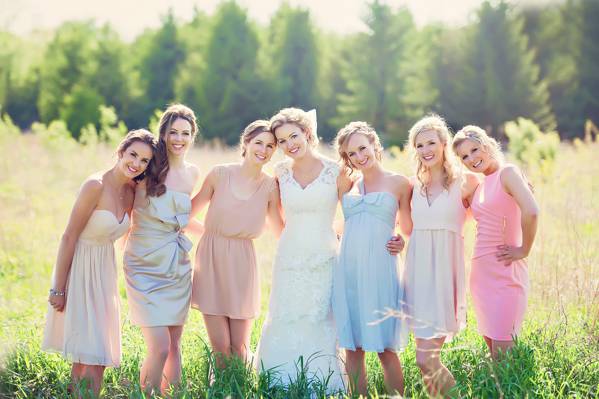 新娘,婚礼,阳光姐妹,七个女孩,微笑,女朋友,欢乐