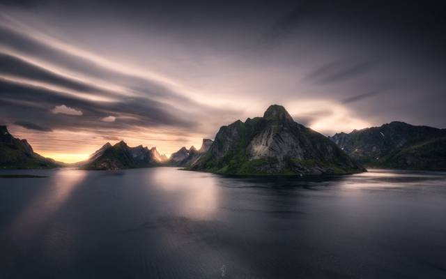 挪威,山脉,天空,峡湾