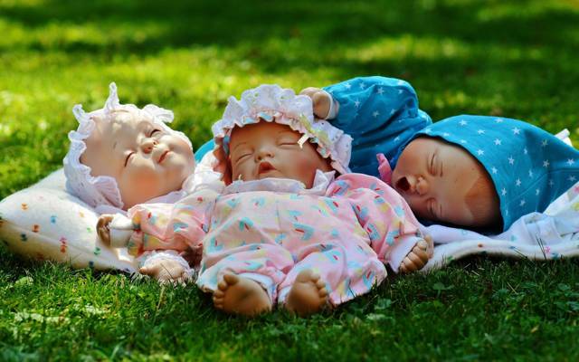 新生儿,草,玩具,儿童,孩子,娃娃