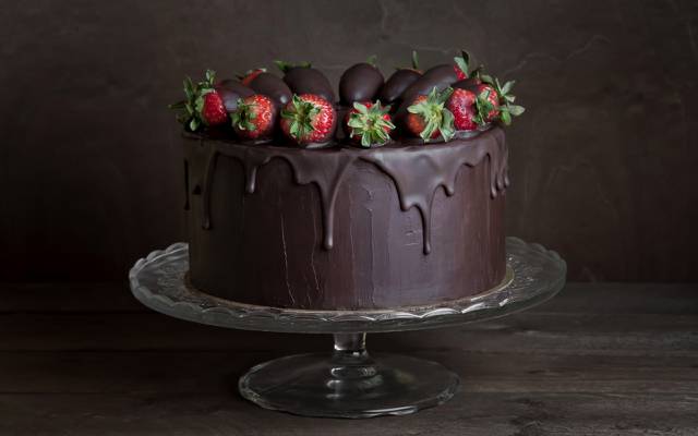 蛋糕,巧克力,食物,草莓