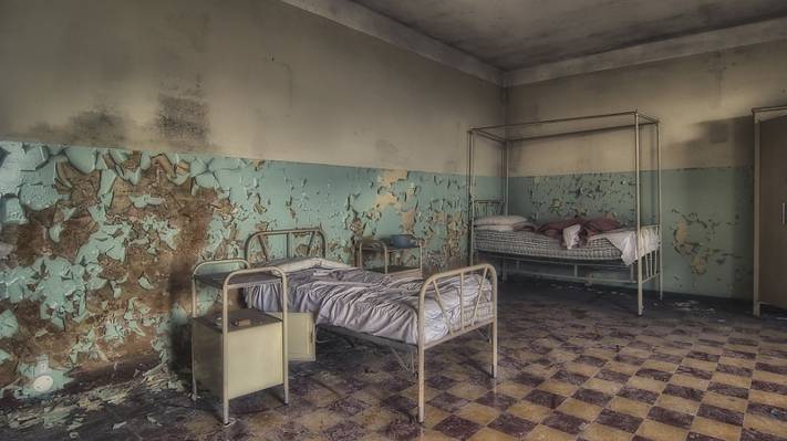 壁纸医院,房间,床