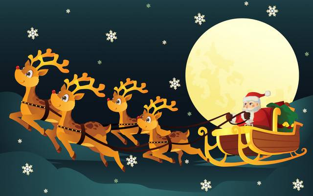 壁纸雪橇,月亮,鹿,婴儿壁纸,圣诞老人