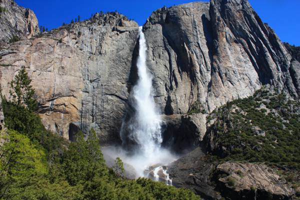 山,瀑布,CA,优胜美地国家公园,岩石,优胜美地国家公园,石头,美国