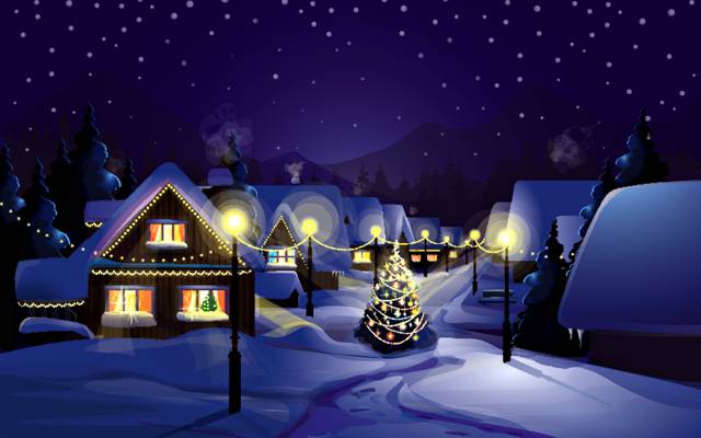 新年,假期,雪,冬天,性质,圣诞节,家,新年,树,圣诞节,夜,圣诞节,景观