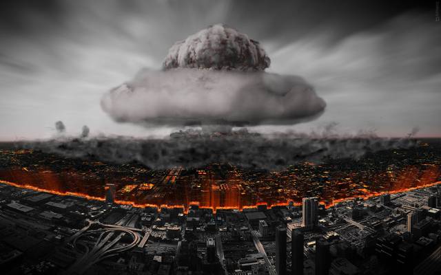 破坏,城市,核爆炸,原子弹