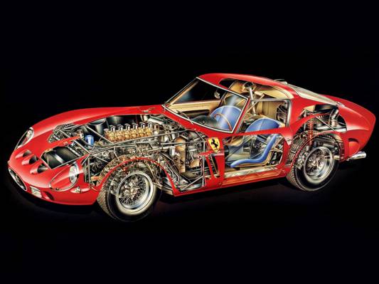 法拉利250,内饰,背景,1962年,红色,GTO,发动机