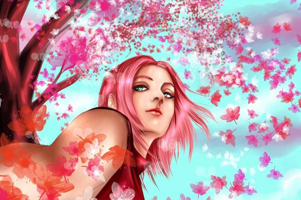 火影忍者,艺术,粉红色的头发,树,女孩,樱花,春野樱,hisoka卡卡西