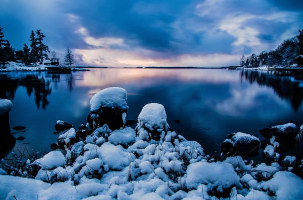 雪,自然,冬天,斯德哥尔摩,斯德哥尔摩,瑞典,晚上,水,瑞典,天空,石头