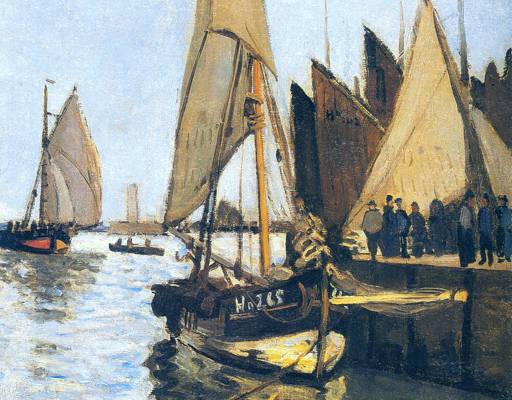 克劳德·莫奈,图片,海景,帆船在翁弗勒尔