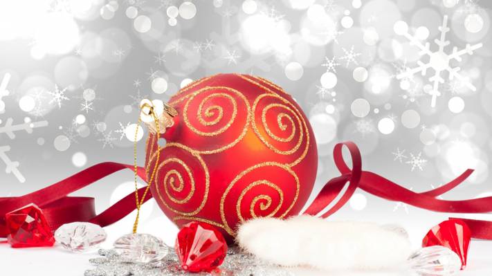壁纸圣诞装饰,球,雪花,磁带
