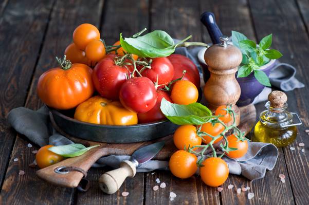 西红柿,油,黄色,蔬菜,红色,菜肴,叶子
