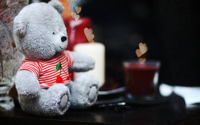 壁纸泰迪熊,蜡烛,心,可爱,爱,熊