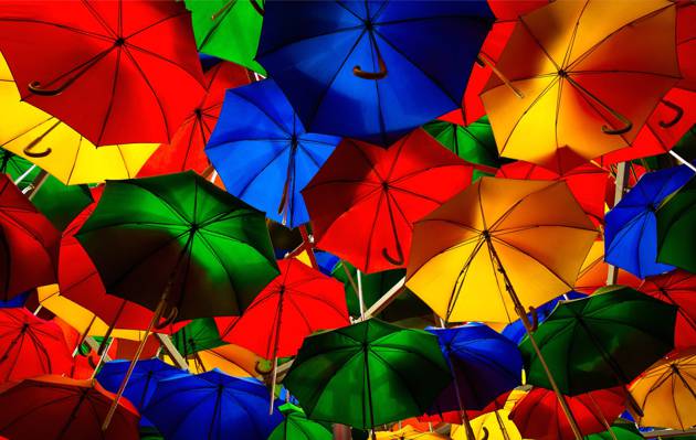 伞,雨伞,油漆,街道