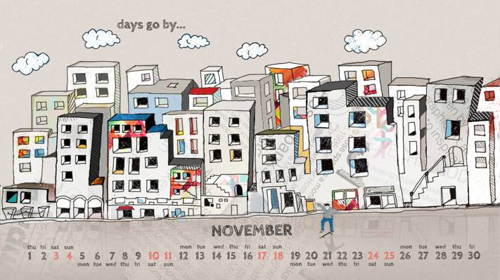 家,数字,2012年,城市,人,图,日历,十一月,十一月