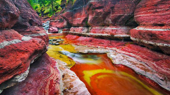 红岩峡谷,红岩峡谷,大自然,艾伯塔省,加拿大,阿尔伯特,小溪,岩石,加拿大
