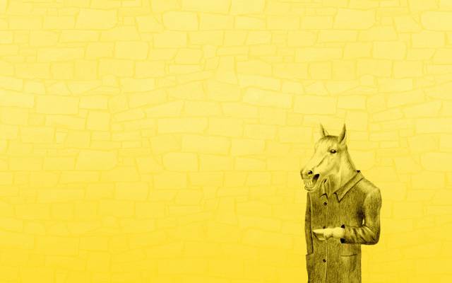 极简主义,马的外套,黄色背景