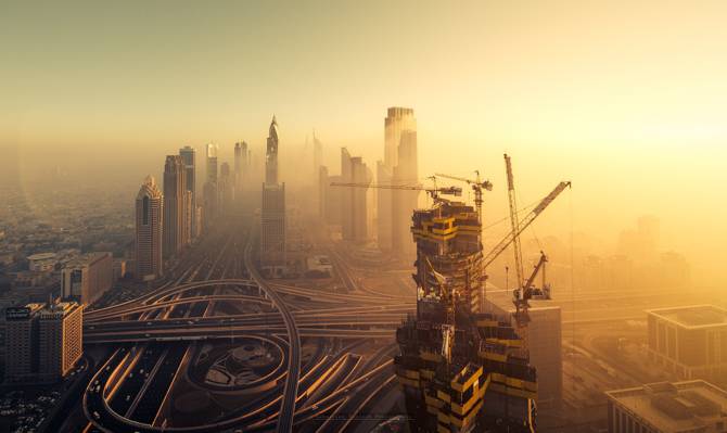 阿联酋,迪拜,起重机,建筑,家庭