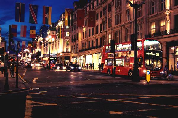 伦敦,路,英格兰,伦敦,机,十字路口,城市,晚上,晚上,建筑,英格兰,家,人,...
