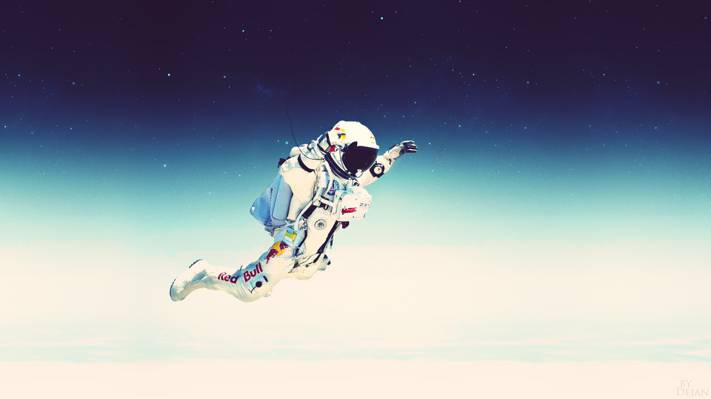 西装,stratos,跳,红牛,felix baumgartner,飞行,天空,空间,星星