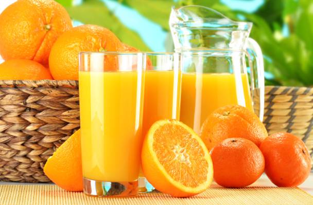 果汁,橙,橘子,水果,眼镜,橘子,篮子,投手