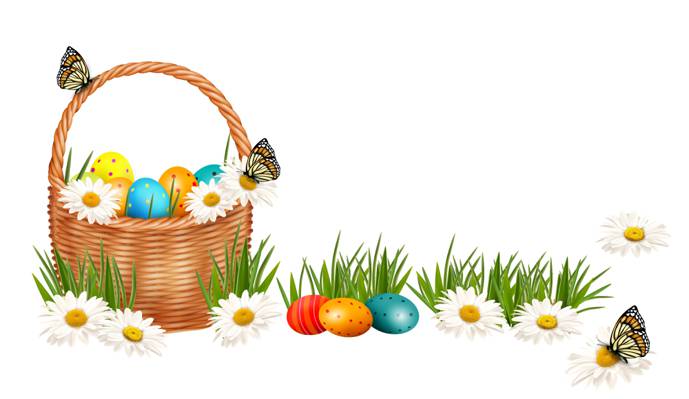 复活节,蝴蝶,洋甘菊,假期,篮子,鸡蛋