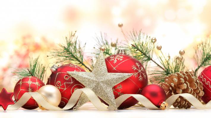 壁纸新年,假期,玩具,新年,圣诞节,明星,球,分支,磁带,红色,圣诞节,颠簸,树,...