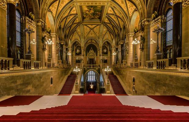 议会,主楼梯,匈牙利布达佩斯