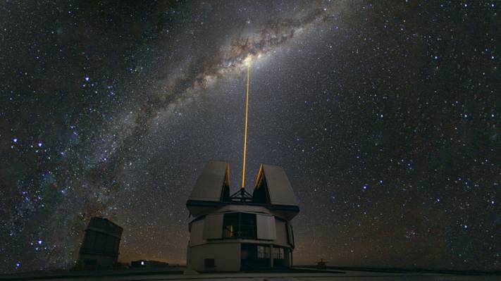 智利,天文台,银河系,照射在Paranal中心,银河系,激光朝向