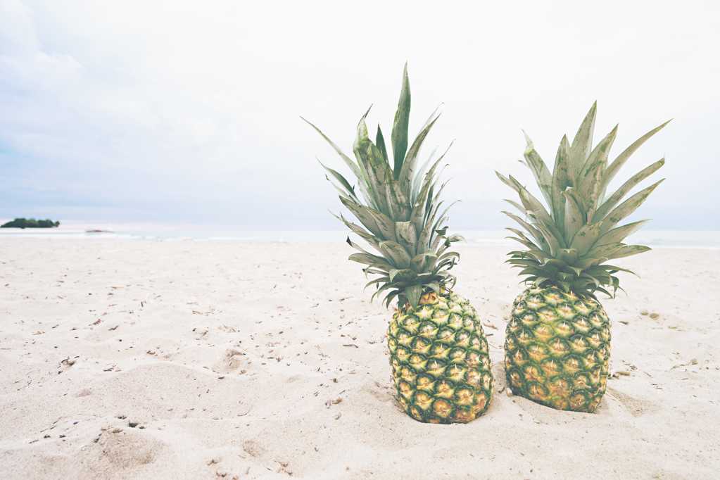 沙滩上的菠萝图片