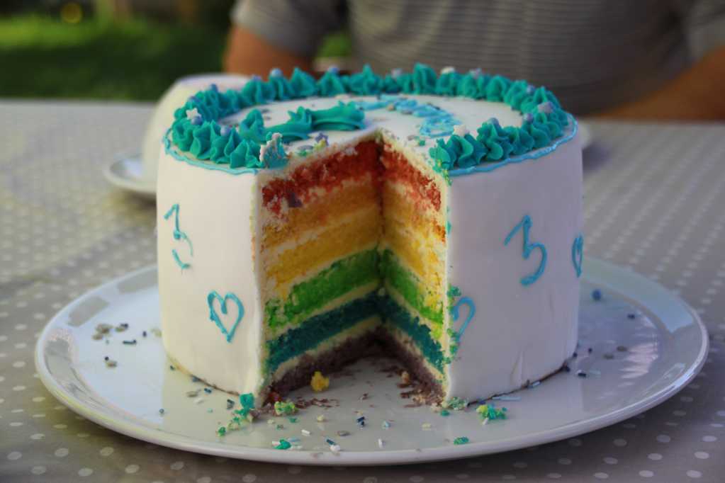 彩虹色的生日蛋糕