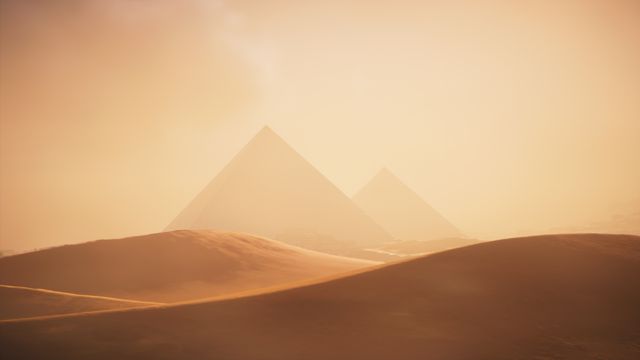 戈壁中的金字塔景色