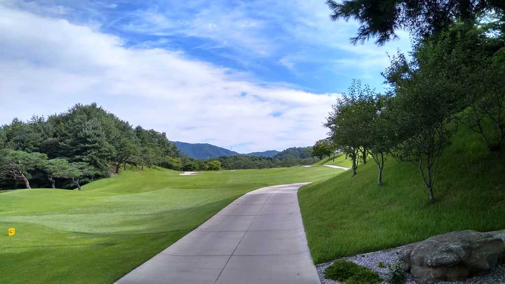 蓝天下的高尔夫球场图片