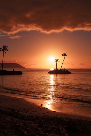 残阳夕照唯美海岛图片