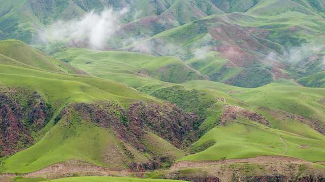 新疆天山草场牧区景致图片