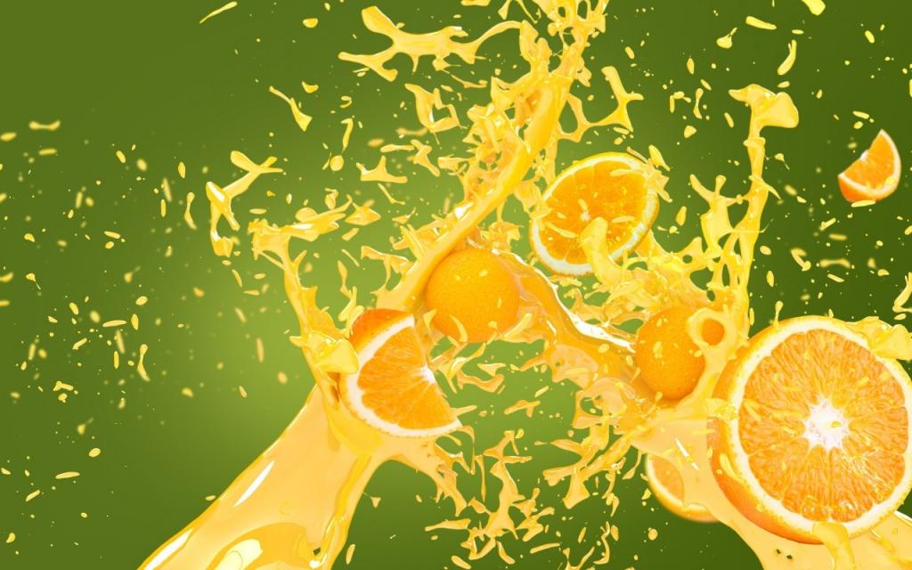 壁纸喷飞溅橘子果汁