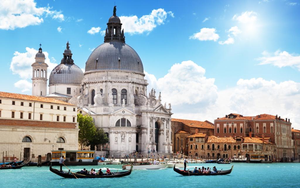 吊船,威尼斯,意大利,建筑,人,城市,海,大教堂,通道,圣玛丽亚della致敬,威尼斯,...
