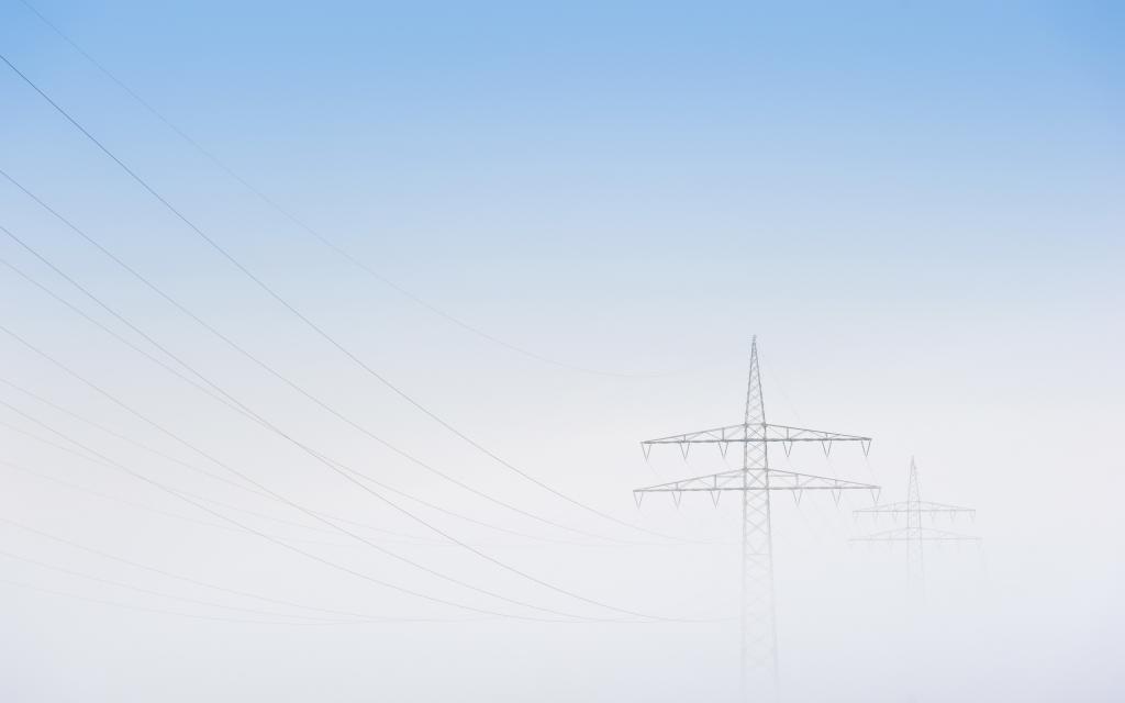 雾,天空,电源线
