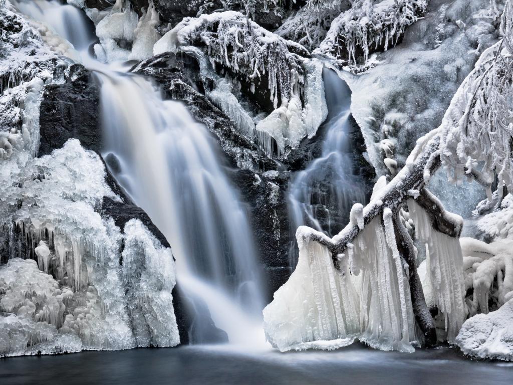 冰,雪,冬天,瀑布,霜,树,自然,水,冷冻,冰柱,岩石