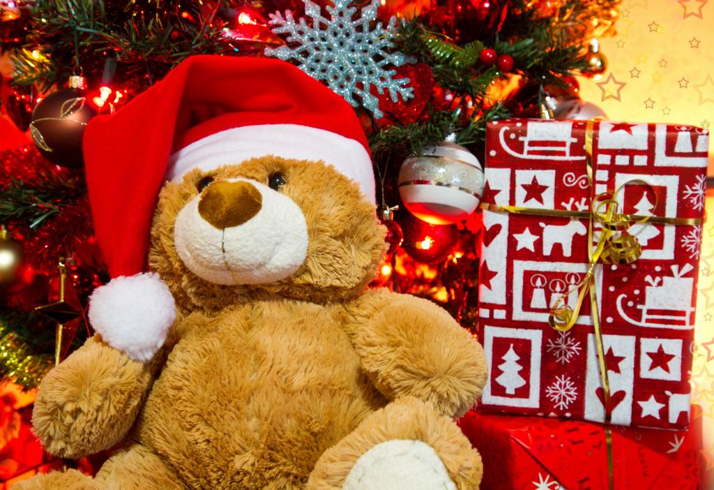 熊,礼物,假期,树,圣诞节,玩具,新的一年,新的一年,圣诞节