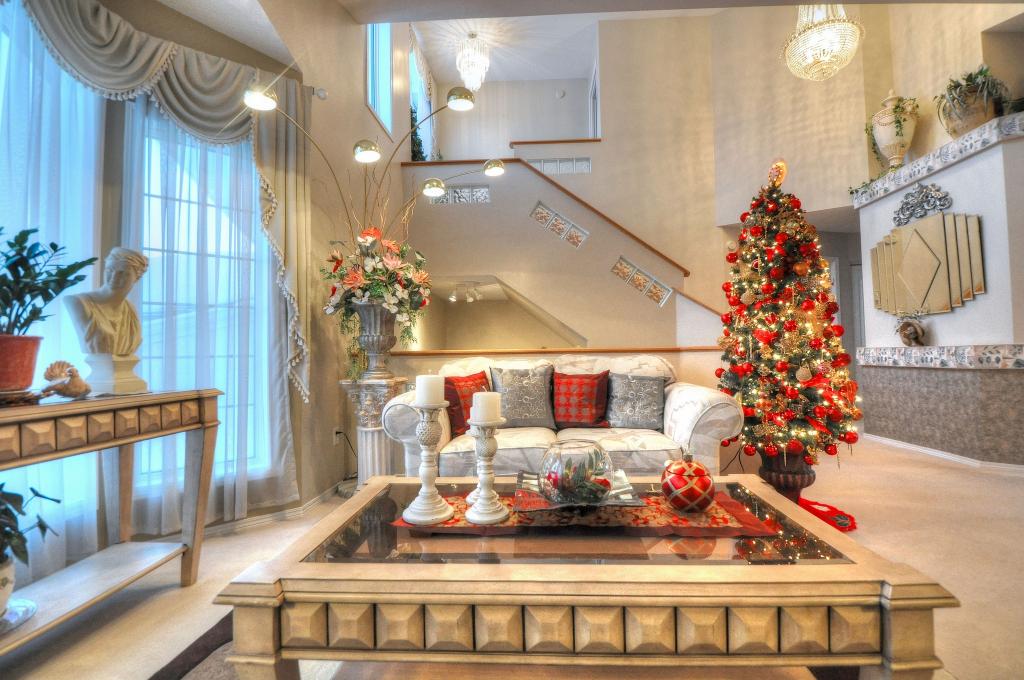 表,圣诞节,假期,树,新年,沙发,客厅