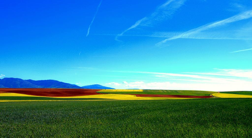 时间推移景观摄影的绿草下的蓝天,戈马,soria高清壁纸