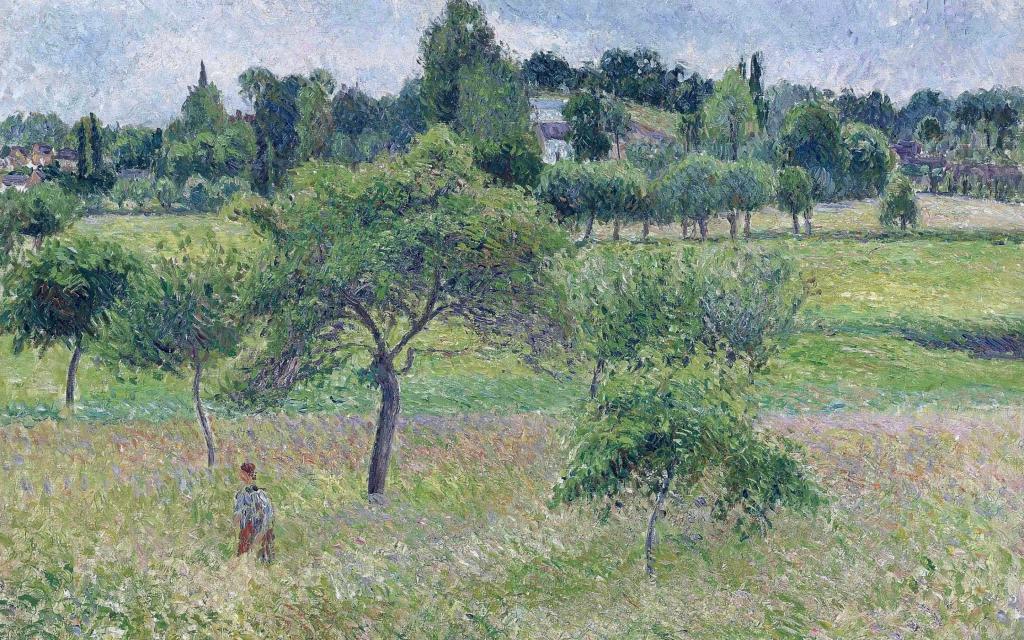 景观,卡米耶·毕沙罗,在Eragny苹果树,图片