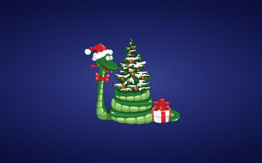 礼品,玩具,紫色背景,圣诞帽子,新的一年,蛇,树,新年,弓,绿色