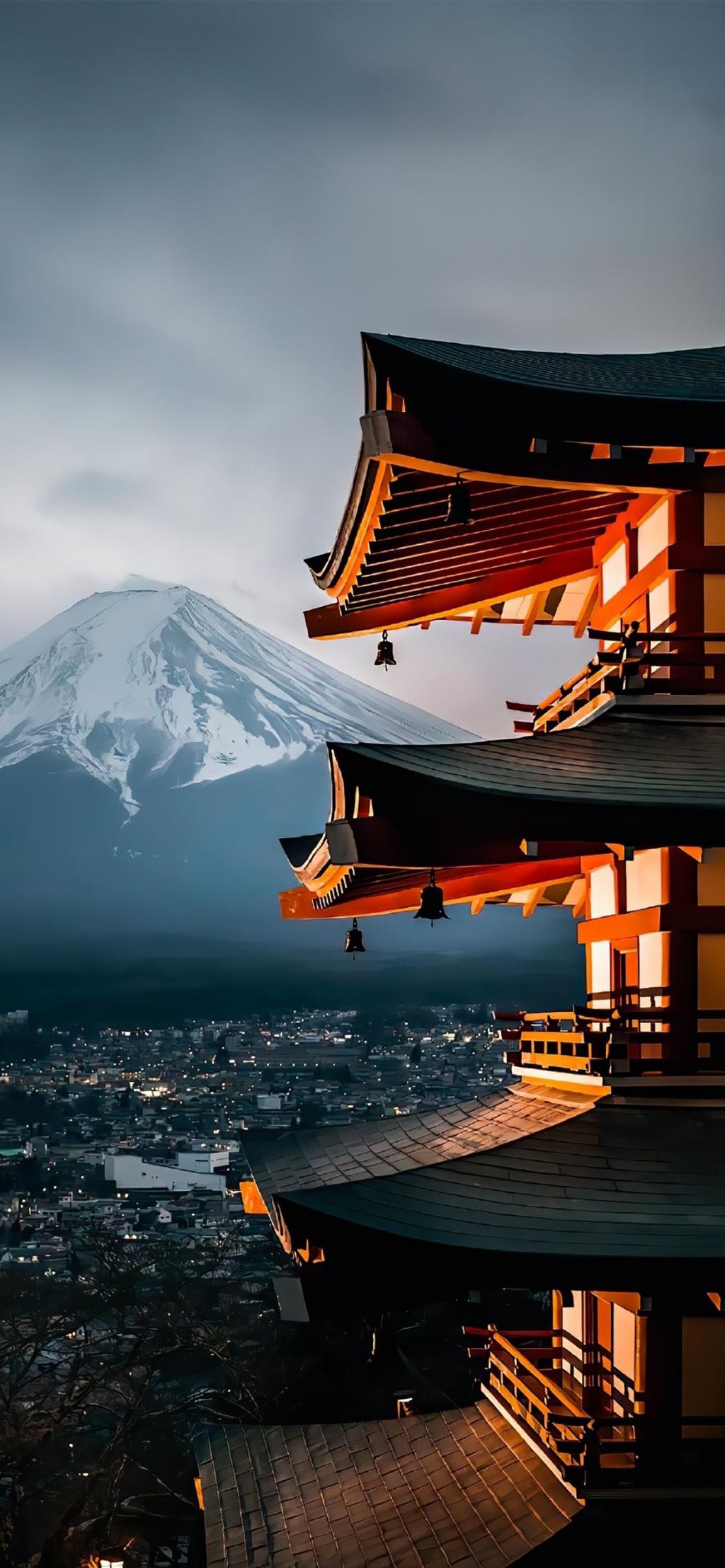 富士山下iOS16景深壁纸