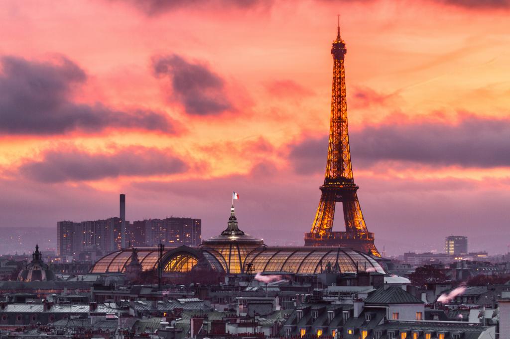 法国,发光,家,全景,巴黎,埃菲尔铁塔,灯,晚上