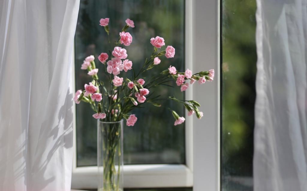 壁纸花瓶,窗口,花束,丁香