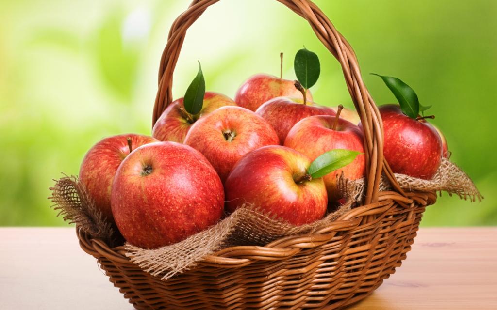 壁纸桌,篮子,苹果,水果,红色