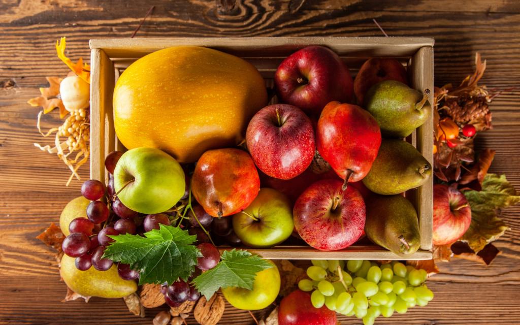 蔬菜,框,南瓜,收获,水果,梨,苹果,葡萄,秋季