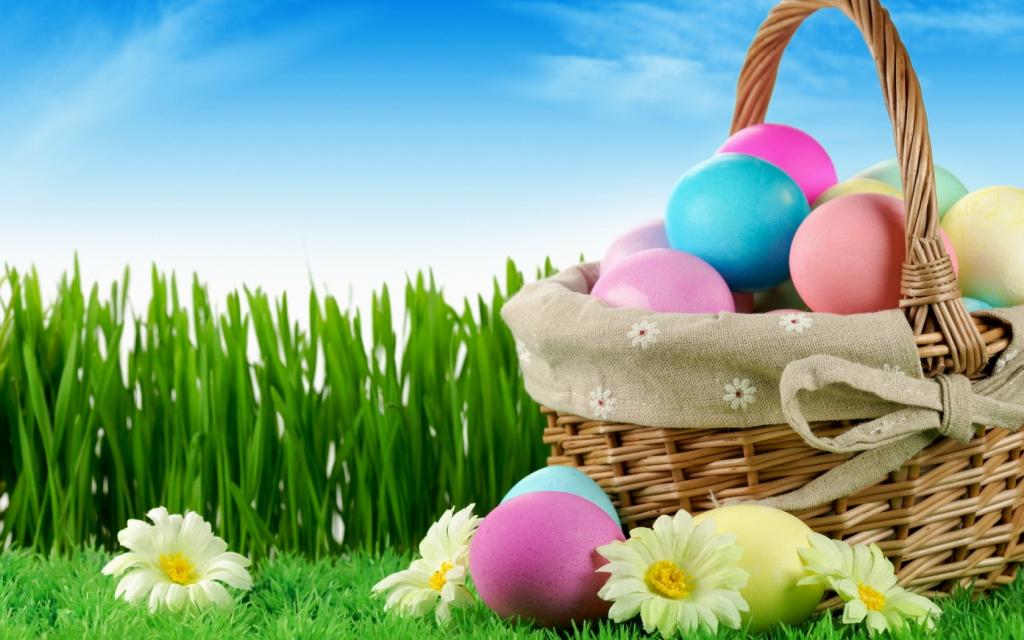 复活节,复活节,鸡蛋,鸡蛋,篮子,草,春天